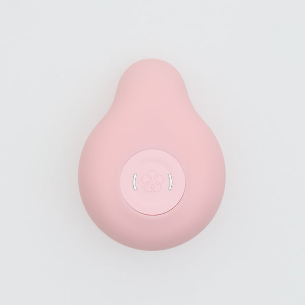 iroha MIDORI 撫子花色震動器背面特寫,按鈕細節與操作設計