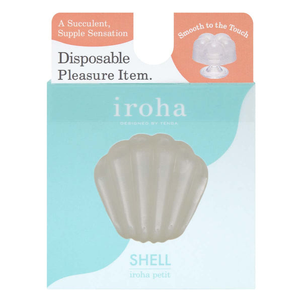iroha petit SHELL 包裝盒正面,強調可丟棄式設計與柔滑觸感