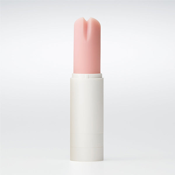 iroha stick 甜心粉 × 白 震動棒背面圖,展現柔軟矽膠頭與圓潤設計