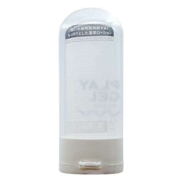 TENGA PLAY GEL RICH AQUA 背面圖,詳細說明產品資訊與條碼