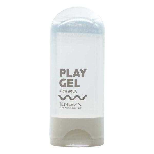 TENGA PLAY GEL RICH AQUA 正面圖,標示品牌名稱與產品特性