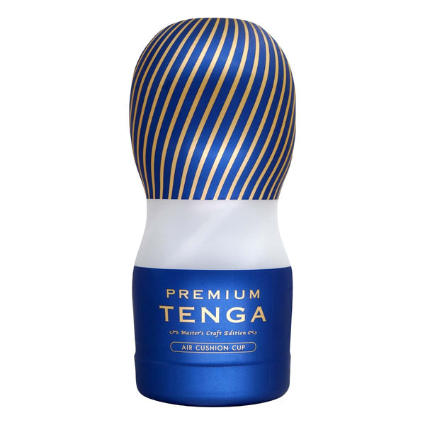 PREMIUM TENGA Air Cushion Cup 飛機杯 前視圖,展現高級外觀設計與空氣緩衝技術的產品特色。