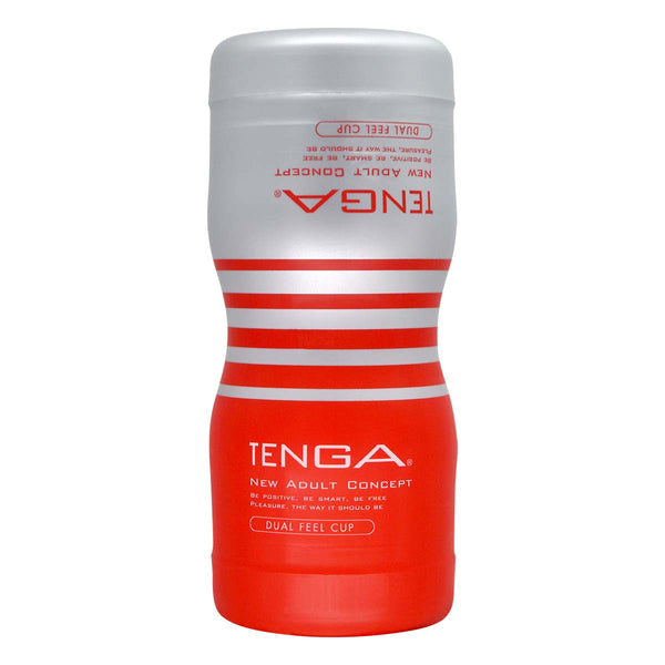 TENGA DUAL FEEL CUP 飛機杯 正面展示,產品名稱與設計細節清晰可見