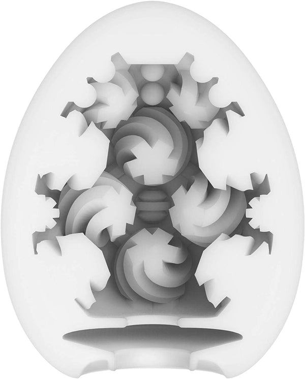 TENGA EGG CURL 飛機蛋 內部結構圖,顯示螺旋設計與多層紋理的刺激細節。