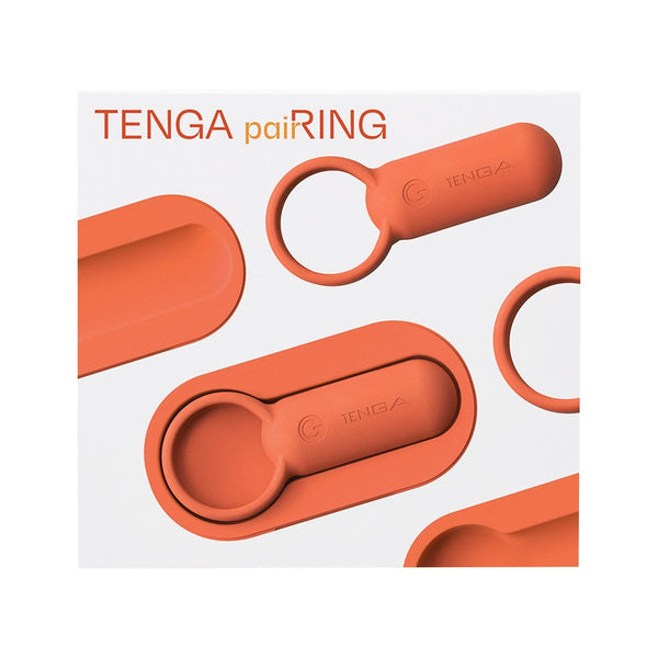 TENGA paiRING CORAL 珊瑚橙色情侶環及充電盒
