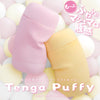 Tenga Puffy Custard Yellow 與 Strawberry Pink 並列展示,柔軟系列產品。