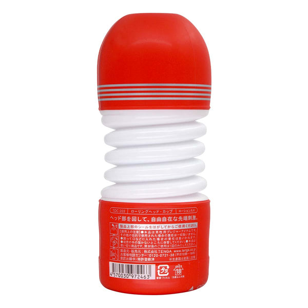 TENGA ROLLING HEAD CUP 背面展示圖,產品詳細說明與條碼清晰可見
