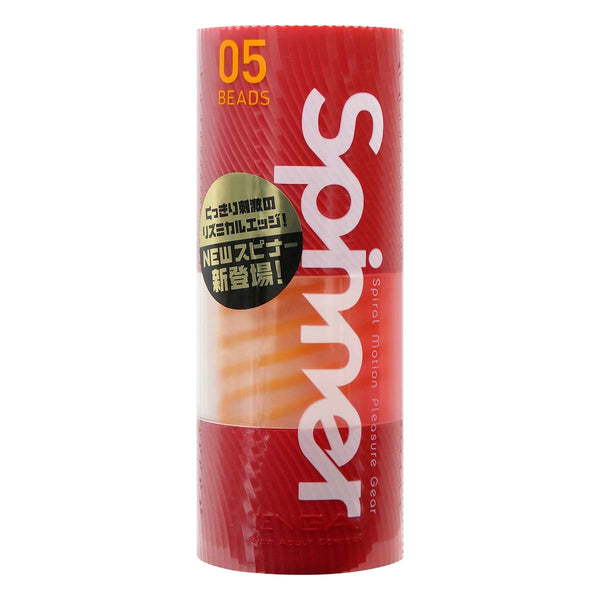TENGA Spinner 05 Beads 包裝正面,突顯旋轉設計及產品名稱。