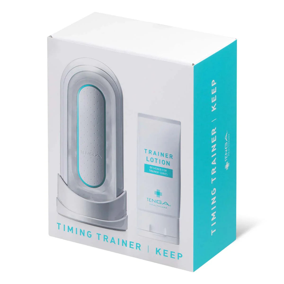 TENGA TIMING TRAINER KEEP 主裝置,訓練杯正面展示。