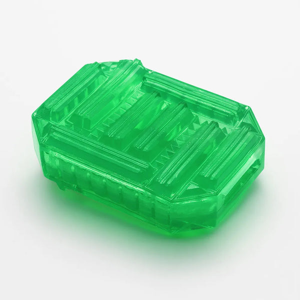 TENGA UNI EMERALD 綠寶石的側視圖,清晰呈現其立體紋路與柔軟材質,設計結構一目了然。