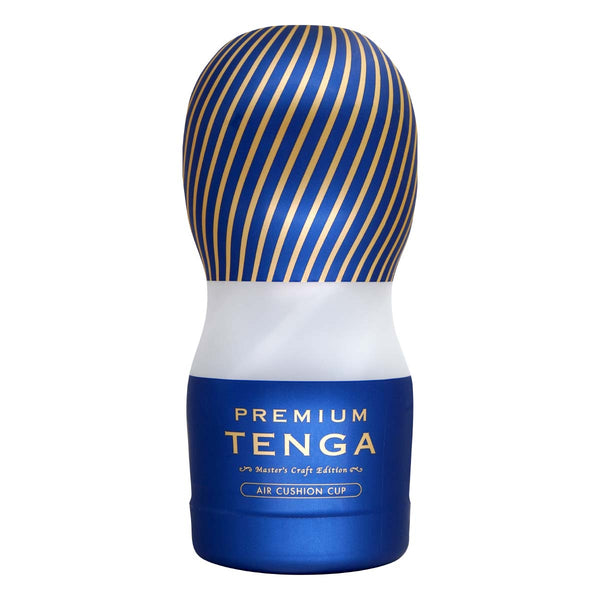 PREMIUM TENGA Air Cushion Cup 飛機杯 前視圖，展現高級外觀設計與空氣緩衝技術的產品特色。