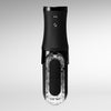 TENGA FLIP 0 ZERO Electronic Vibrotation 電動旋轉震動器安裝完成，展示流線型黑色設計及內部膠體結構。