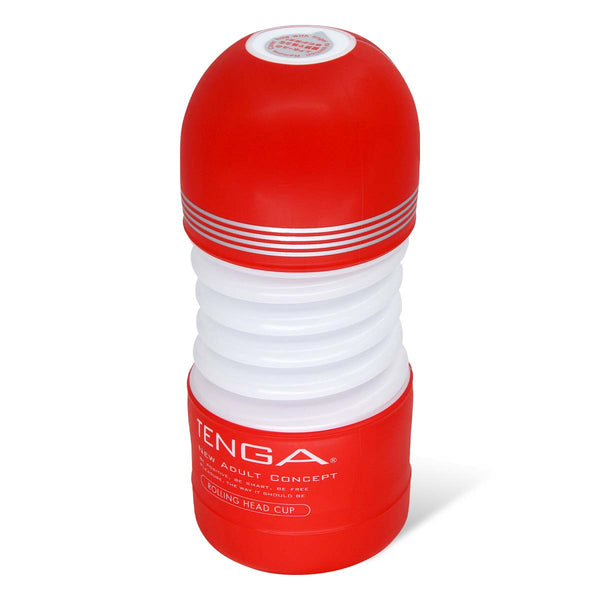 TENGA ROLLING HEAD CUP 飛機杯 主要展示圖，紅白設計與靈活滾動結構