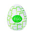 TENGA EGG CUBIE 飛機蛋 包裝正面清晰照，白色蛋形設計配綠色方塊圖案