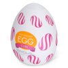 TENGA EGG CURL 飛機蛋 全視圖展示，特色波浪紋圖案與產品標誌清晰可見。