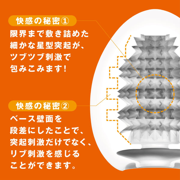 TENGA EGG STARRY 內部紋理特寫實拍圖，清晰呈現星型突起排列與段差結構，展現粒粒刺激感受