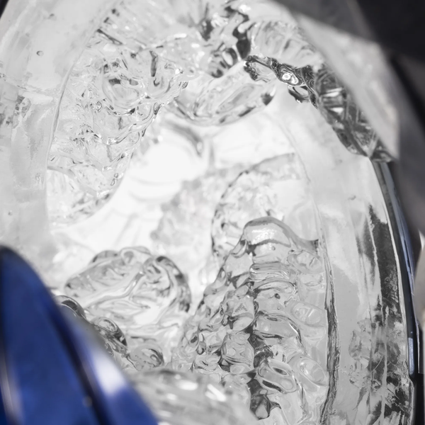 TENGA FLIP 360 MIDNIGHT PURPLE 飛機杯內部構造特寫｜透明啫喱材質與立體刺激紋理細節