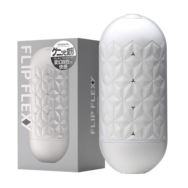 TENGA FLIP FLEXY 可塑型飛機杯與原廠包裝盒，支援按壓變形調整刺激，完全打開設計方便清洗重複使用